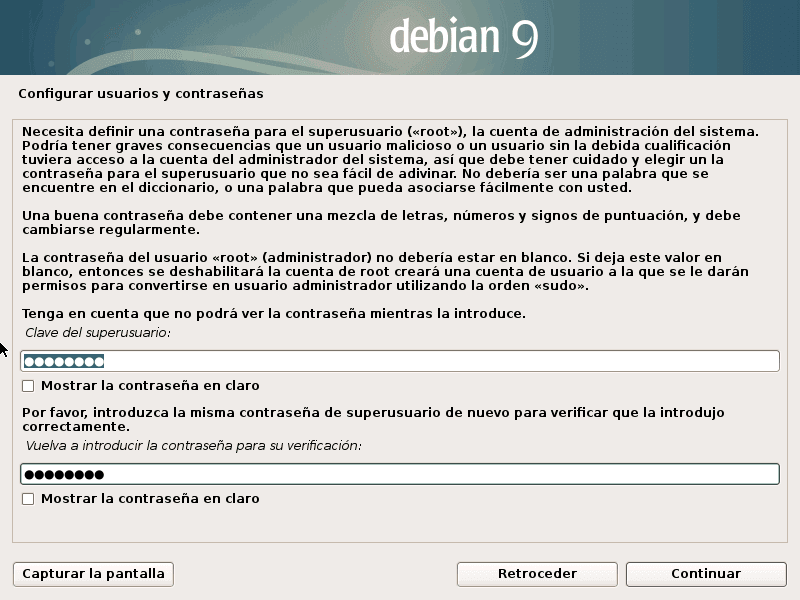 Configurar Usuario y Contraseña en Debian