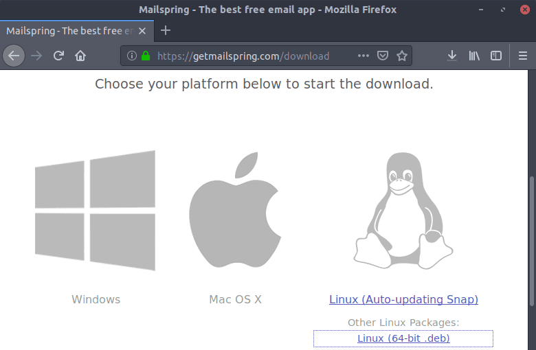 Descargar paquete Mailspring para Linux