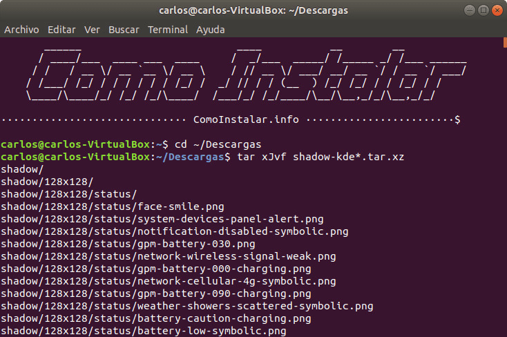 Terminal de Comando - Configración Shadow Linux