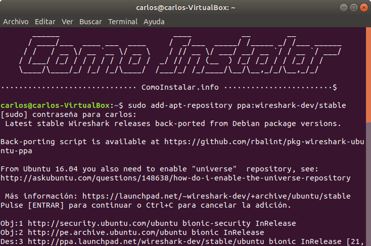 Configurar PPA Wireshark en Linux
