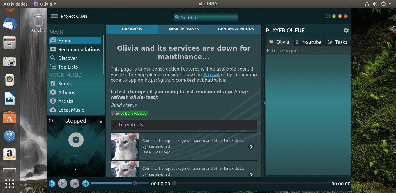 Cómo instalar el reproductor de música Olivia en Linux