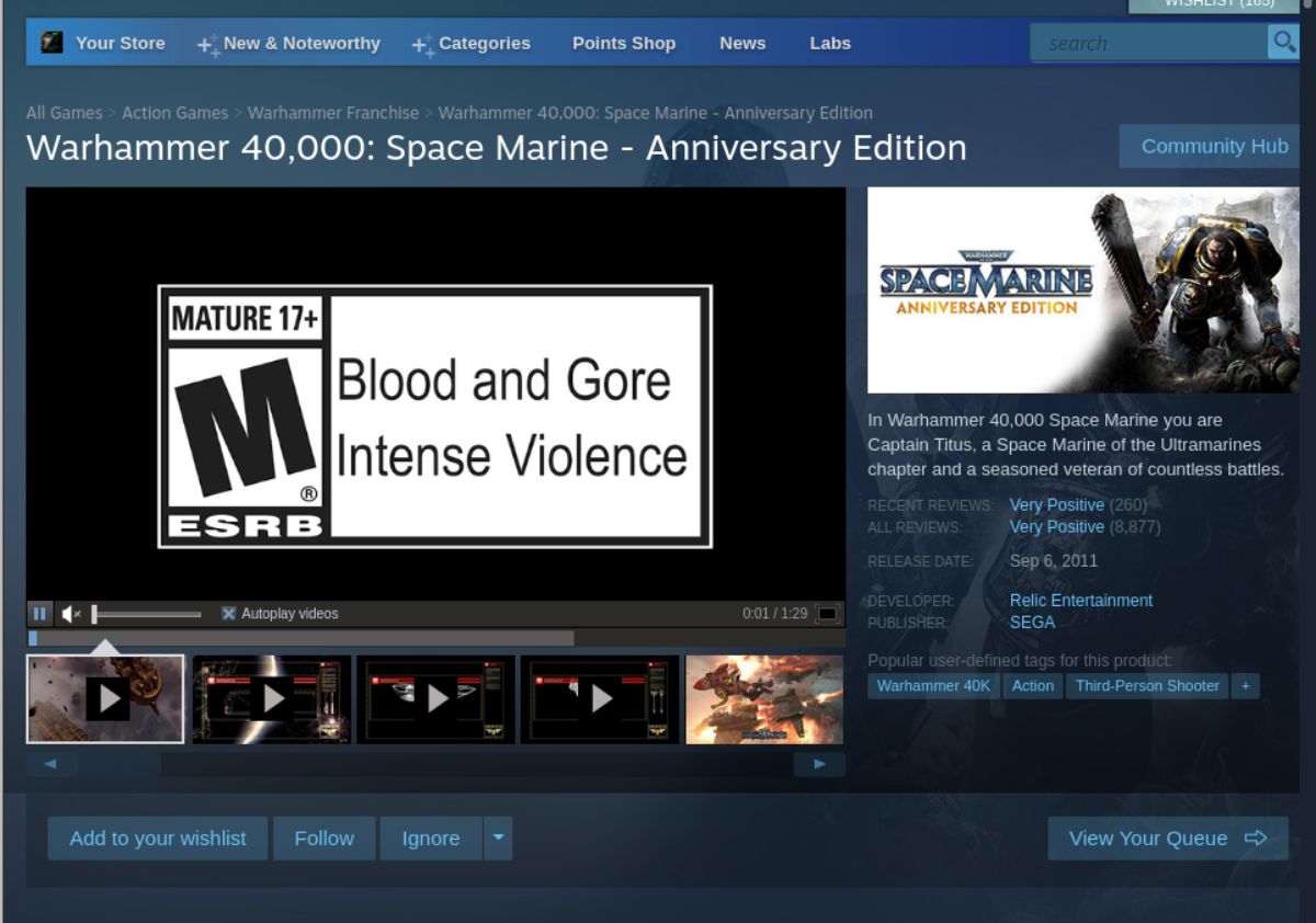 Warhammer 40,000: Space Marine Steam en Linux